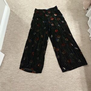 Eva Franco Black Wide Leg Pants with Multicolor Dots